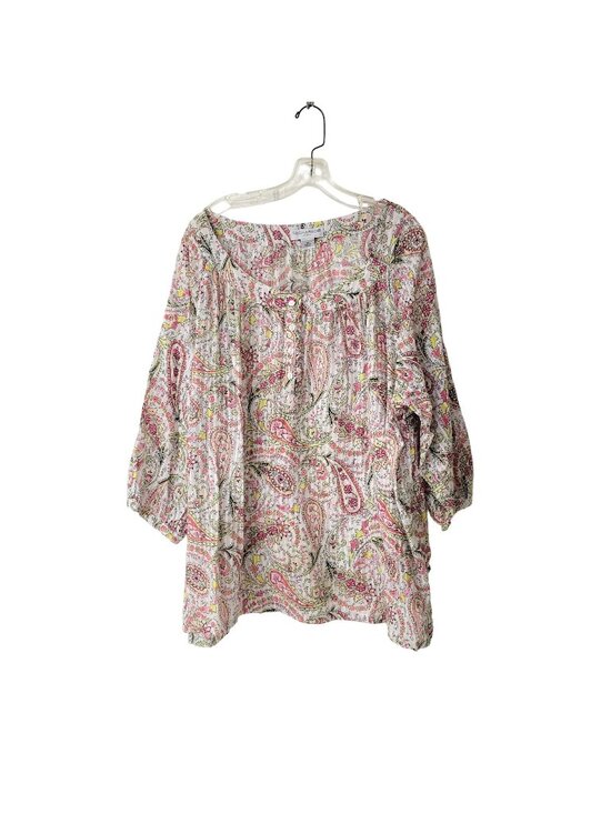 Sag Harbor Woman Tops - Sag Harbor Woman's 3X Floral Paisley Peasant Blouse